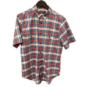 Filson S plaid vented short sleeve hiking shirt with pockets